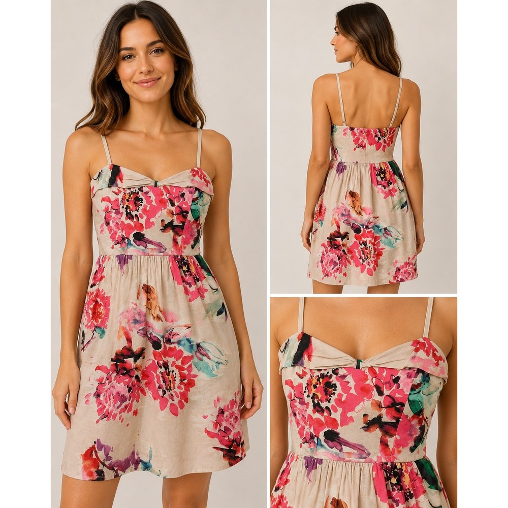 Ruby‎ Rox Retro Floral Dress Sz S Pink Watercolor Fit Flare Spring Cute
